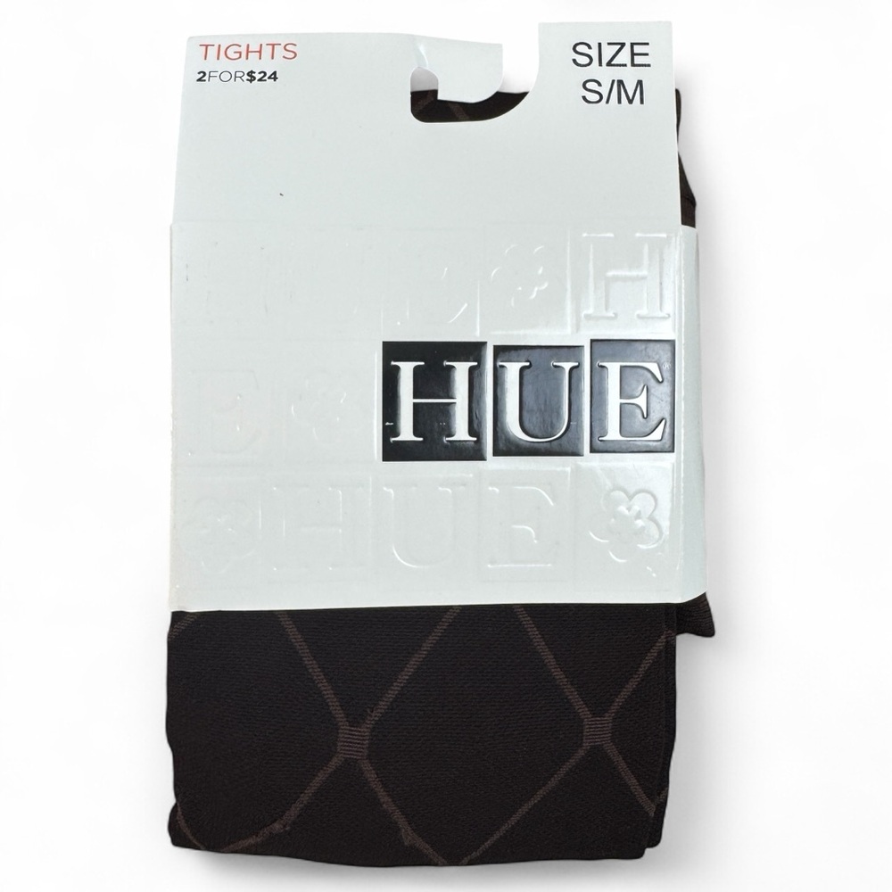 HUE Birdseye Diamond Tights with Control Top Size S/M (120-170 Lbs) Espresso